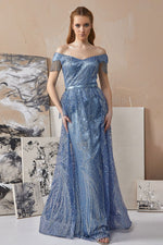 Resmi Galeri görüntüleyiciye yükleyin, Etek Fırfırlı Omuz Boncuk Detaylı Abiye