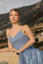 تحميل الصورة في عارض المعرض، فستان بأحزمة كتف مطرزة بدقة مع تنورة توتو