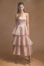 تحميل الصورة في عارض المعرض، بودرة فستان سهرة بطبقات بدون حمالات