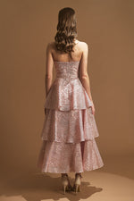 تحميل الصورة في عارض المعرض، بودرة فستان سهرة بطبقات بدون حمالات