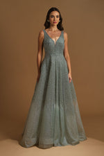 تحميل الصورة في عارض المعرض، فستان سهرة مزين بالخرز بلونين