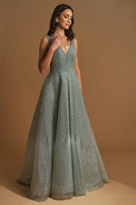 تحميل الصورة في عارض المعرض، فستان سهرة مزين بالخرز بلونين