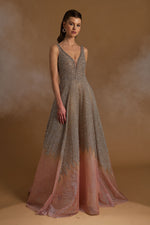 تحميل الصورة في عارض المعرض، فستان سهرة مزين بالخرز بلونين