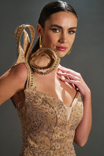 تحميل الصورة في عارض المعرض، فستان سهرة حورية البحر مع تفاصيل كتف قابلة للفصل وفتحة