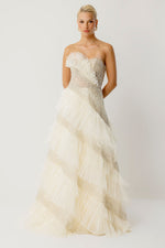Load image into Gallery viewer, Modern Queen Layered Couture Ecru Evening Dress