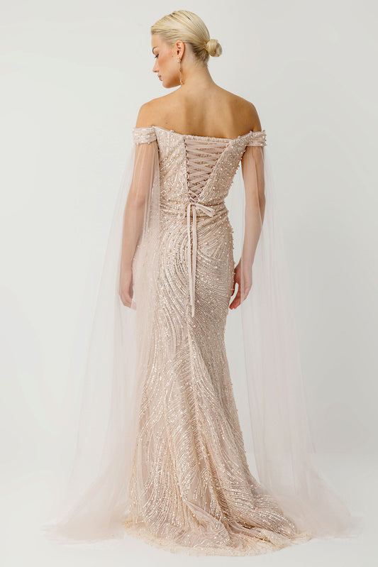 Sweetheart Neckline Embellished Slit Evening Dress