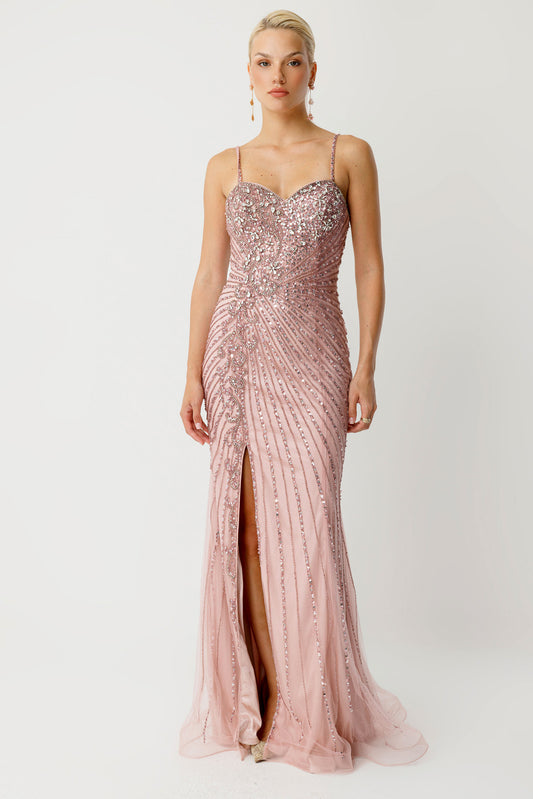 Ocean Crystal Strappy Haute Couture Dress