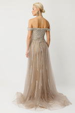 Load image into Gallery viewer, Artemis Sparkling Maxi Beige Evening Dress