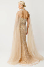 Load image into Gallery viewer, Ice Queen Off-Shoulder Long Beige Evening Dress