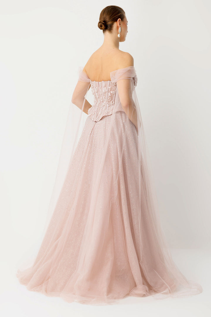 Moonlight Reflections Stone Embellished Tulle Layered Gala Dress