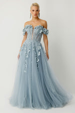 Load image into Gallery viewer, Garden Dream Long Evening Dress with Shoulder Detail