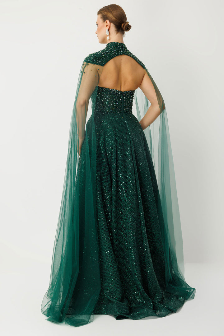 Emerald Sparkle Couture Evening Dress