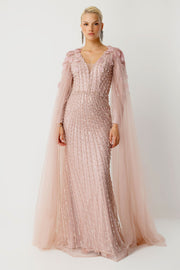 Couture Sparkle V-Neck Long Evening Dress