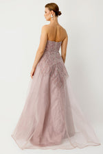 Load image into Gallery viewer, Strapless Floral Embroidered Custom Designed Evening Dress