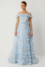 Fairytale Elegance 3D Floral Long Dress