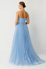 Load image into Gallery viewer, Couture Elegance Strapless Princess Blue Evening Dress