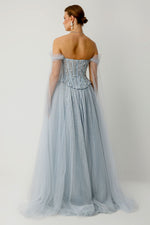 Load image into Gallery viewer, Moonlight Reflections Stone Embellished Tulle Layered Gala Dress