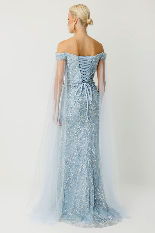 Sweetheart Neckline Mint Slit Evening Dress