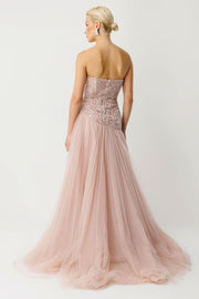 Perla Strapless Embroidered Powder Pink Engagement Dress