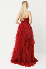 Load image into Gallery viewer, Flame Silhouette Strapless Layered Special Occasion Dress