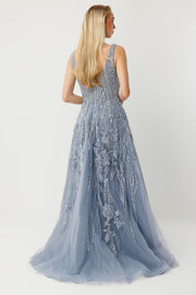 The Radiance of Elegance: Long Evening Dress with Crystal Details