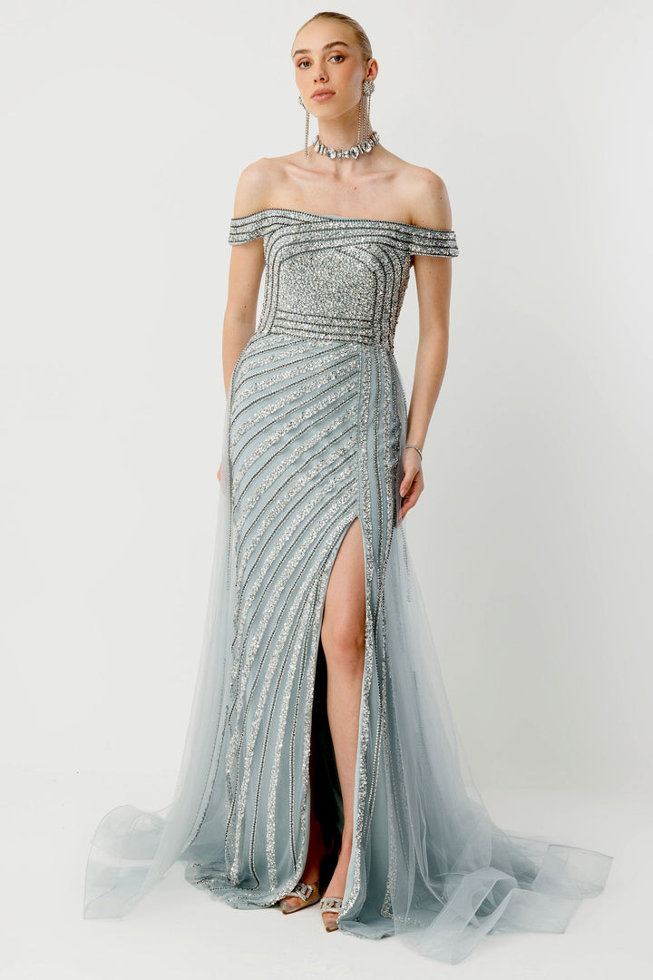 Artemis Sparkling Maxi Mint Evening Dress