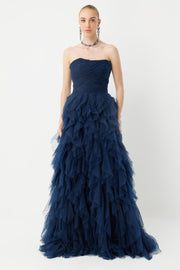 Flame Silhouette Strapless Layered Special Occasion Dress