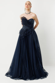 Majestic Princess Gown with Floral Appliques