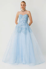 Load image into Gallery viewer, Strapless Floral Embroidered Custom Designed Evening Dress