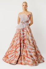 Load image into Gallery viewer, Orchid Crystal Princess Orange Evening Dress