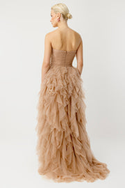 Flame Silhouette Strapless Layered Special Occasion Dress