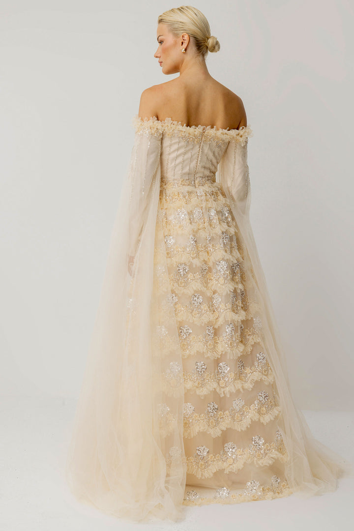 Palace Sparkle Embroidered Long Gala Dress