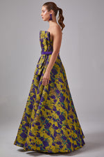 Load image into Gallery viewer, Patterned Jacquard Fabric Kaftan Evening Dress
