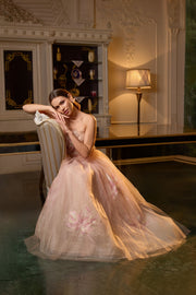 elegant and nostalgic strapless evening dress with tutu skirt
