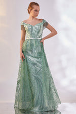 Load image into Gallery viewer, Skirt Ruffled Shoulder Beaded Detailed Evening Dress
