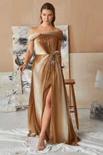 Load image into Gallery viewer, Double Color Waist Detailed Evening Dress
