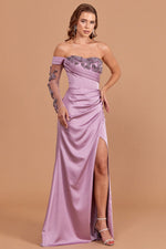 Load image into Gallery viewer, Stone Embroidered Gathered Waist Tulle Sleeve Evening Dress
