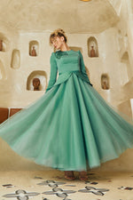 Load image into Gallery viewer, Neckline Detailed Tulle Skirt Hijab Evening Dress
