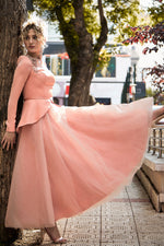 Load image into Gallery viewer, Neckline Detailed Tulle Skirt Hijab Evening Dress
