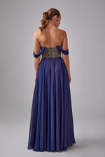 Load image into Gallery viewer, Strapless Bust Beaded Detailed Evening Dress
