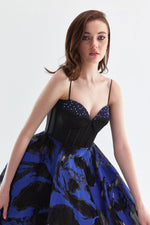 Load image into Gallery viewer, Patterned Evening Dress with Corset Look
