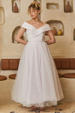 Load image into Gallery viewer, Zigzag Shoulder Detailed Tulle Skirt Dress
