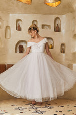 Load image into Gallery viewer, Zigzag Shoulder Detailed Tulle Skirt Dress
