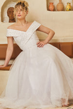 Load image into Gallery viewer, Zigzag Shoulder Detailed Tulle Skirt Dress
