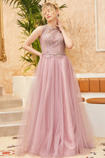 Load image into Gallery viewer, Front and Back Bust Patterned Tulle Skirt Dress
