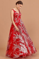 Load image into Gallery viewer, Patterned Fabric Puffy Skirt Evening Dress
