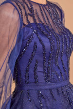 Load image into Gallery viewer, Midnight Glamor Sequin Detailed Evening Dress
