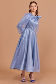 Simli Kumaş Detaylı Tesettür Abiye