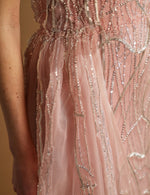 Load image into Gallery viewer, Special Evening Dress with Cape Detail at the Waist and Allover Embroidery
