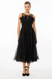 tulle shoulder strap tutu skirt midi dress